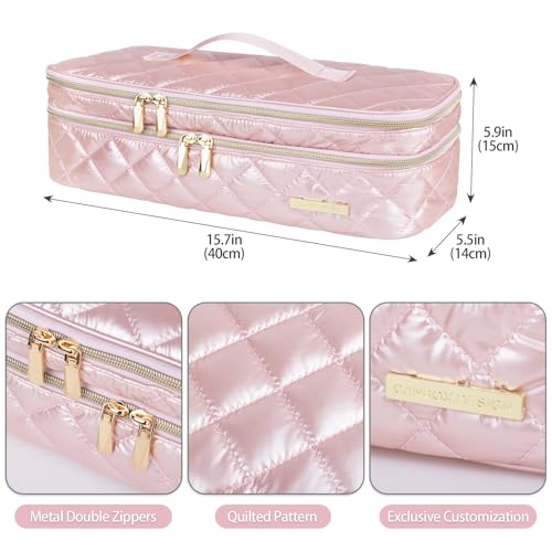 Double-Layer Travel Case Compatible with Dyson Airwrap Shark FlexStyle - color: Pink