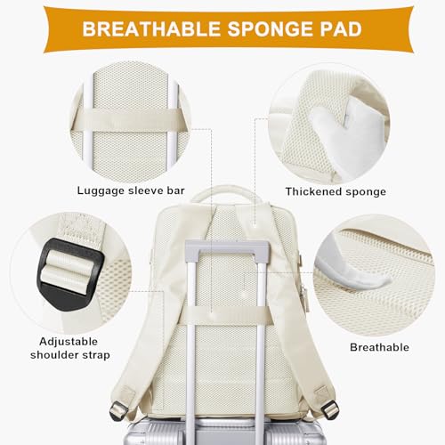 coowoz Carry On Backpack Women Men Travel Backpack Airline Approved Laptop Backpack Sport Rucksack - color: A-beige