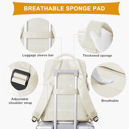 coowoz Carry On Backpack Women Men Travel Backpack Airline Approved Laptop Backpack Sport Rucksack - color: A-beige