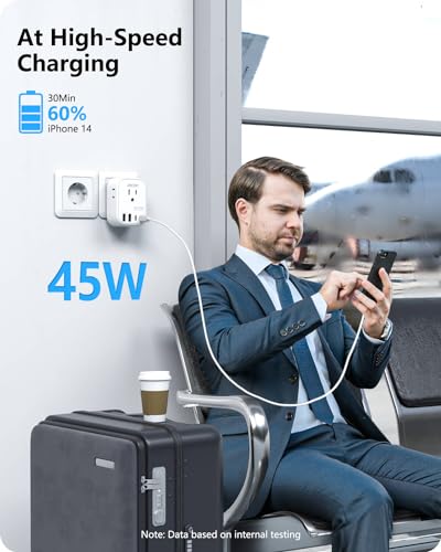 LENCENT Germany France Travel Power Adapter, PD 45W USB C Fast Charger - style: Type E/F-45W-Germany