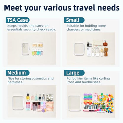 4 Sizes Clear Hard Shell Zipper Case, TSA Accepted Travel Bags