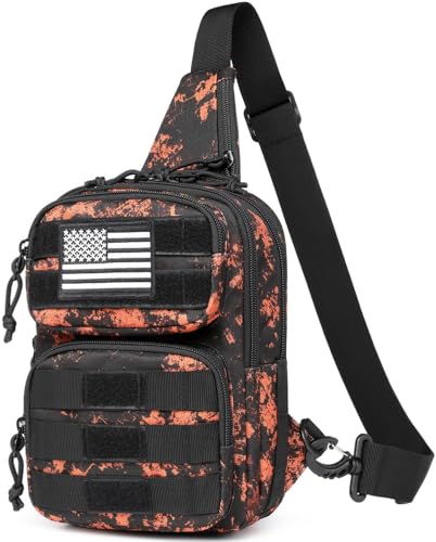 Tactical Sling Bag Backpack, RFID Blocking Crossbody Shoulder Bag for Men - color: Flame Orange
