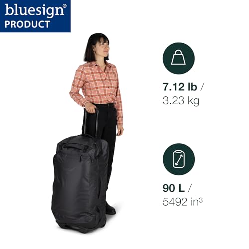 Osprey Transporter 90L Wheeled Travel Duffel Bag, Blue OS - color: Blue Flame/Nocturnal Blue, style: 90l