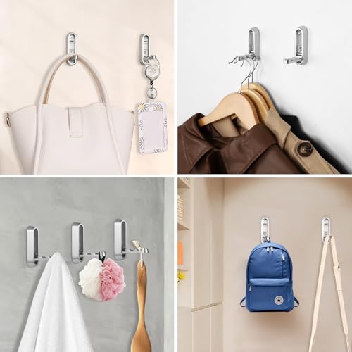 Foldable Wall Hook, Silver, 4 Pack, Screw Mounted, Heavy Duty Coat Hooks - color: Silver, size: 4 Pcs