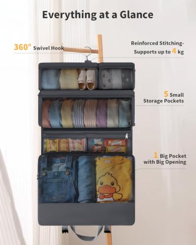 ECOHUB Hanging Travel Closet Portable Luggage Organizer Packing Bag,Grey - color: Grey