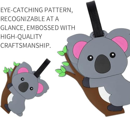 Koala Luggage Tag - Cute Grey Suitcase Identifier for Travel (Grey Koala)