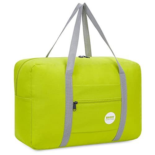 WANDF Personal Item Travel Bag, Carry On Duffle Bag Women | 18x14x8 inches, Airline Underseat Aprroved, Weekend Overnight Trips, Lightweight Packable - color: Fluorescent Green