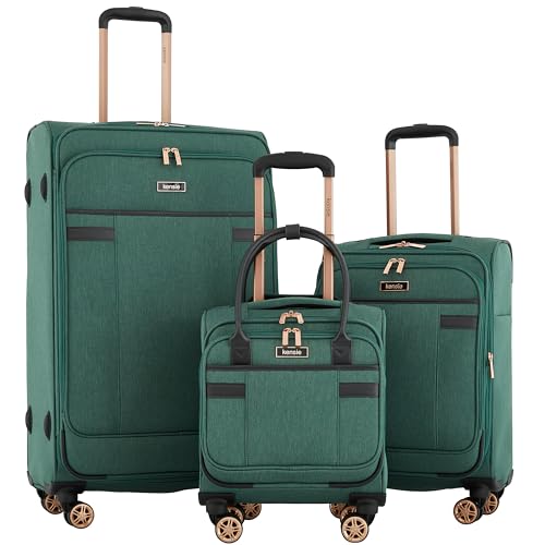 kensie Hudson Softside 3-Piece Spinner Luggage Set, Smoke Pine - color: Smoke Pine