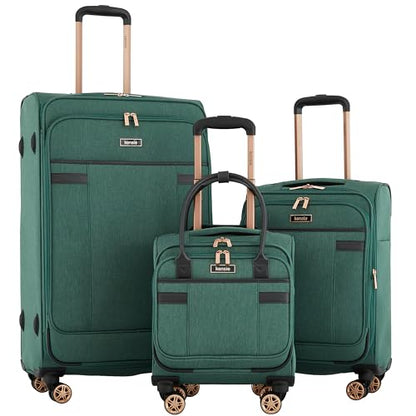 kensie Hudson Softside 3-Piece Spinner Luggage Set, Smoke Pine - color: Smoke Pine