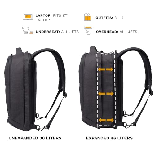 Knack Series 1 Large Travel Backpack, 17-Inch Laptop, Expandable 30L-46L - color: Black, size: Large Backpack