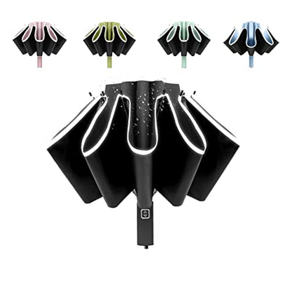 BAODINI Inverted UV Umbrella for Rain and Sun Medium Size UPF 50+ Rverse Compact Umbrella Auto Open Close - color: Black