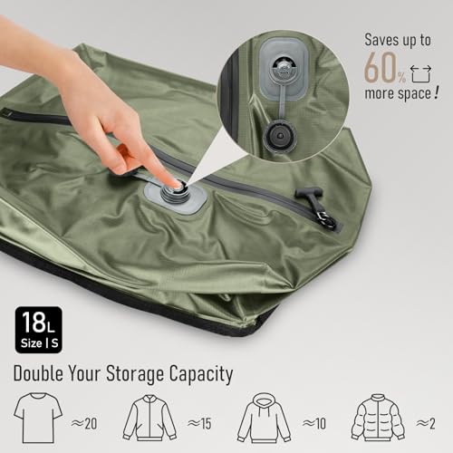 VJI 18L Vacuum Bag for Travel with Built-in Pump, IPX8 Waterproof, Green - color: Green
