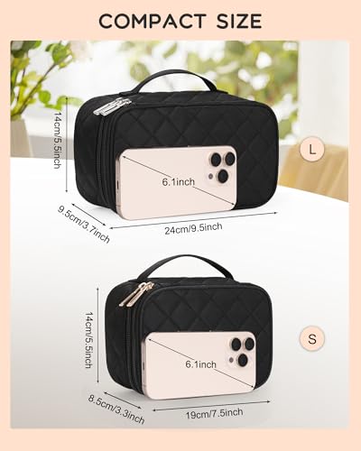 Relavel 작은 메이크업 가방, 여성용 귀여운 메이크업 파우치, 블랙 - color: 01-블랙, size: 소형