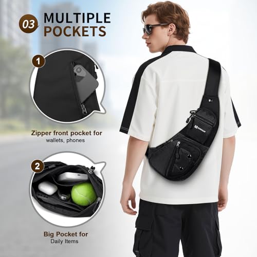 Sling Backpacks for Men Women Crossbody Bags - color: Black