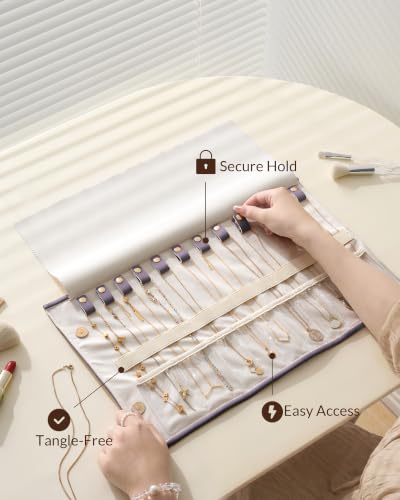 Lolalet Travel Necklace Organizer, Foldable Jewelry Case, Purple, 12 Slots - color: Purple, size: Medium, 12 Slots