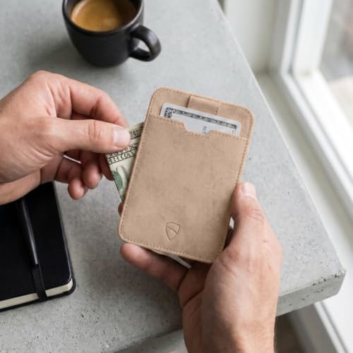Vaultskin CHELSEA Slim Leather Card Wallet for Men, RFID (Beige) - color: Sandstone