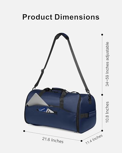 NPBAG Convertible Garment Duffle Bags for Travel - Carry on Garment Bag, Suit Bag for Men & Women, 3 in 1 Foldable Travel Duffle Backpack with Shoulder Strap (Blue) - color: Blue