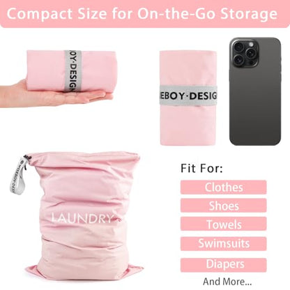 WiseBoy 2-Pack Travel Laundry Bags, Washable Wet Dry Bags for Gym - color: Pink