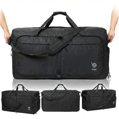 Bago Travel Duffle Bag for Women & Men. Extra Large Foldable Duffel Bags - color: All Black, size: 120L