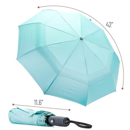 Mr. Pen- Windproof Travel Umbrella, Small Water-Resistant Automatic Folding Umbrella for Rain and Sun, Light, Compact and Portable for Women & Men, Fits Car & Backpack - color: Light Blue