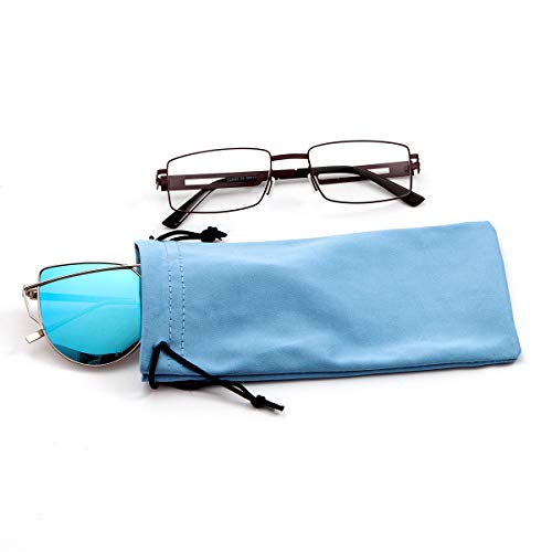 TRIUMPH VISION Glasses Case Soft Eyeglass Case Sunglass Pouch Cloth 3 Pack - color: Blue