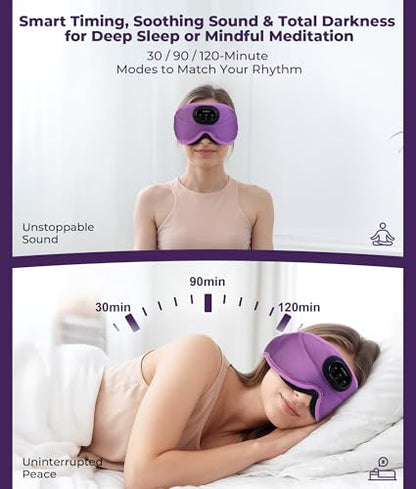 MUSICOZY Sleep Headphones Bluetooth 5.4 with Smart Timer 3D Eye Mask - color: Purple