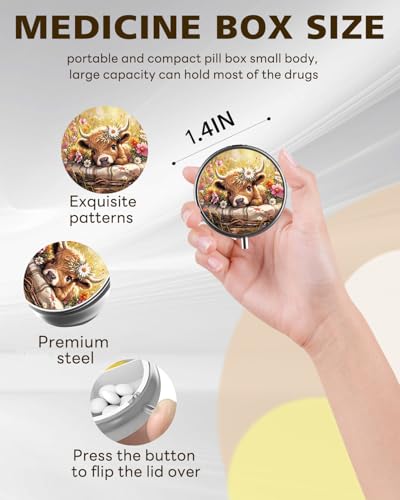 LRITER Pill Case, 3 Compartment Portable Travel Pill Box, Pillbox Organizer - color: Calf