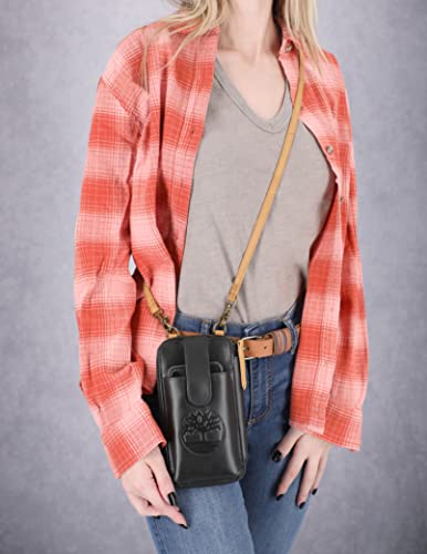 Timberland Women's RFID Leather Phone Crossbody Wallet Bag - color: Black (Altroz)