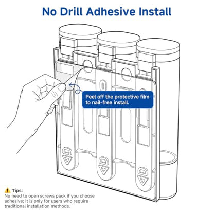 Shampoo and Conditioner Dispenser Bathroom Shower Soap Dispenser Wall Mounted Shampoo Dispenser for Shower Wall No Drill 2 * 350ml White 2 Chamber with Waterproof Labels Self - color: White 2