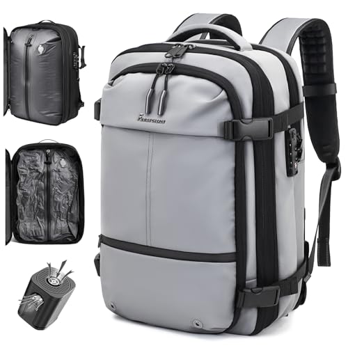 60L Expandable Vacuum Travel Backpack Luggage Backpack - color: Grey