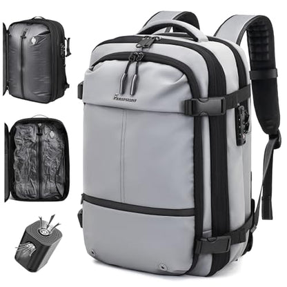 60L Expandable Vacuum Travel Backpack Luggage Backpack - color: Grey