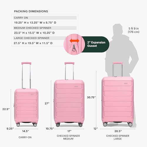 Traveler's Choice Pagosa Hardshell Expandable Luggage with Spinner Wheels, Pink, 30-Inch Large - color: Pink, size: 30-Inch Large