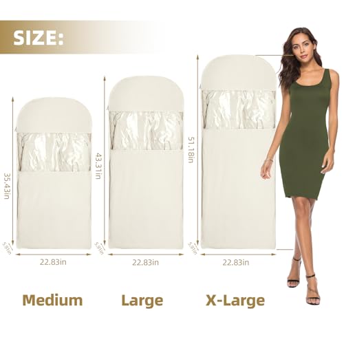 2 Packs Space Saving Garment Bag with Self Compression Zipper, Travel Use - size: Large-2Pcs