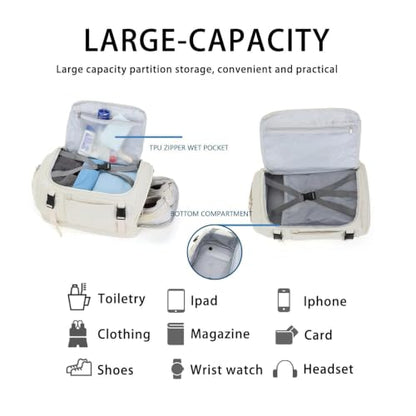 BESMART 28L Travel Duffle Backpack, 2-in-1 Flight Approved Sport Duffel Bag - color: White