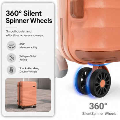Carry On Luggage 22x14x9 Airline Approved Suitcase with Wheels, 3 Piece - color: Tangerine, size: 3 Piece Sets (20/BP/TB)