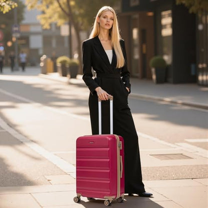 3 Piece Hardshell Luggage Set(20"/DB/TB,Red) - color: Burgundy