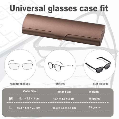 LILIWER Slim Aluminium Hard Shell Eyeglass Case, Portable Travel Metal Spectacles Protection, with Cleaning Cloth - color: Dark Blue, size: Medium