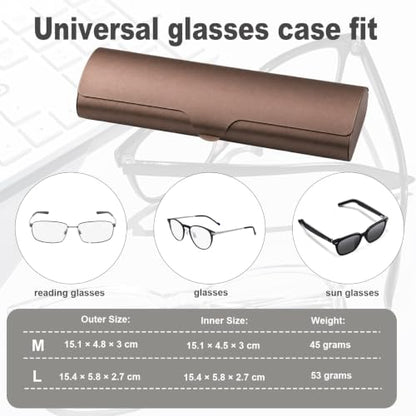 LILIWER Slim Aluminium Hard Shell Eyeglass Case, Portable Travel Metal Spectacles Protection, with Cleaning Cloth - color: Dark Blue, size: Medium