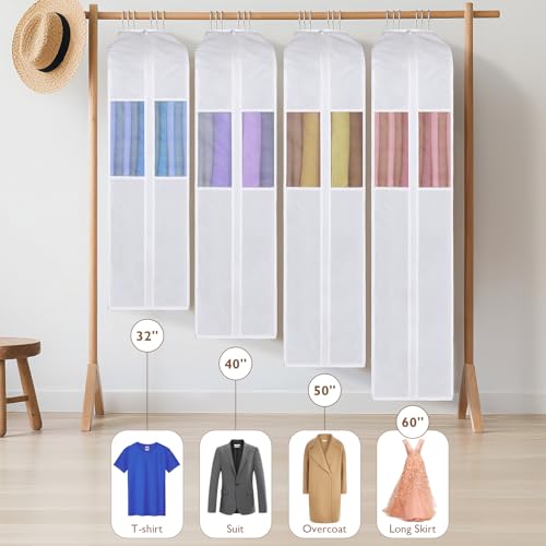 Univivi 32 Inch Cotton Garment Bags for Storage, 2 Pack, White - size: 32 Inch - 2 Pack