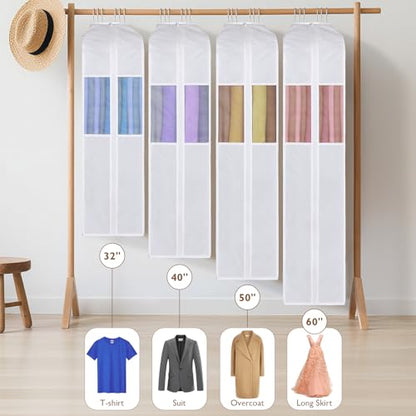 Univivi 32 Inch Cotton Garment Bags for Storage, 2 Pack, White - size: 32 Inch - 2 Pack