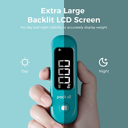 pack all Digital Luggage Scale for Travel, 110Lbs Capacity, 0.1Lb Precision - color: Malachite Blue