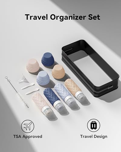 Travel Bottles for Toiletries Silicone Travel Size Containers 3.4oz 1.7oz - color: Muted Cloudy