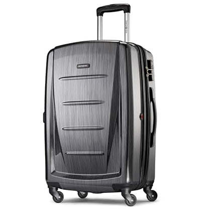 Samsonite Winfield 2 Hardside Expandable Luggage with Spinner Wheels, Charcoal, Checked-Medium 24-Inch - color: Charcoal, size: Checked-Medium Spinner