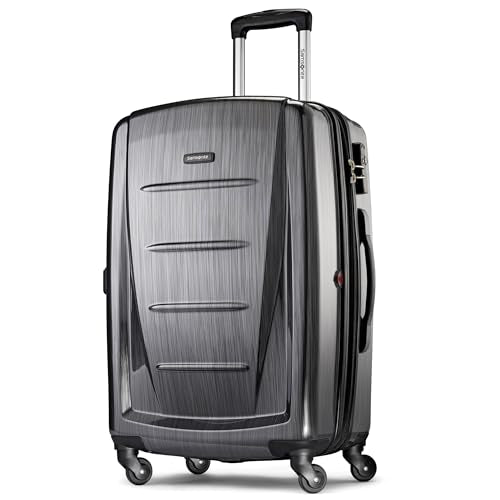 Samsonite Winfield 2 Hardside Expandable Luggage with Spinner Wheels, Charcoal, Checked-Medium 24-Inch - color: Charcoal, size: Checked-Medium Spinner
