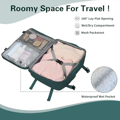 Travel Carry On Backpack for Women, TSA Approved 15.6" Laptop Daypack - color: Peacockblue, size: Medium