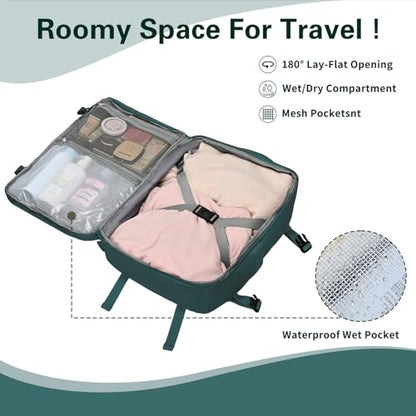 Travel Carry On Backpack for Women, TSA Approved 15.6" Laptop Daypack - color: Peacockblue, size: Medium