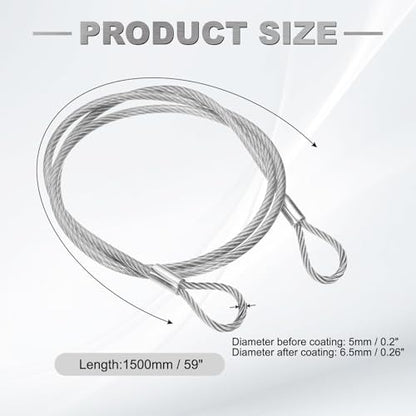 PATIKIL 59" Safety Cable Lock Security Wire Ropes 0.26" Dia Clear - size: 59 Inch-Clear
