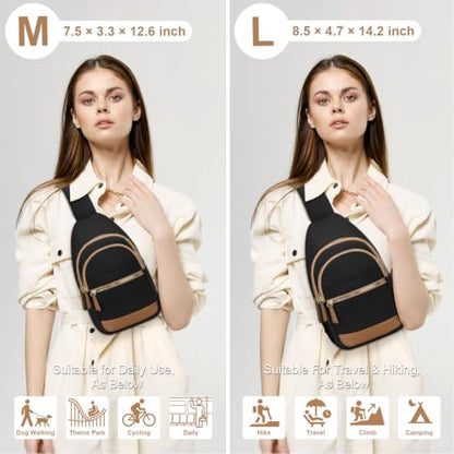 Capolo Crossbody Bags for Women Waterproof Sling Shoulder Bag Fanny Pack - color: Black, size: Large