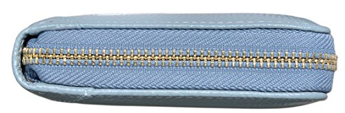Easyoulife Credit Card Holder Wallet Womens Zipper Leather Case Purse RFID Blocking - color: Light Blue