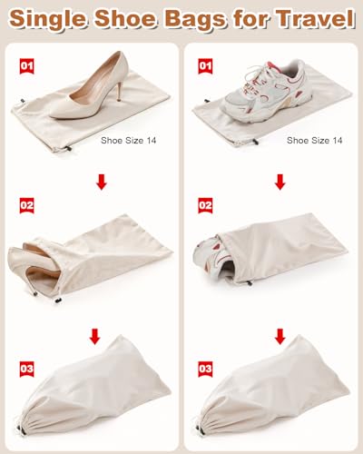 4 Pcs Single Shoe Bags for Travel, Dust Velvet Bag, Rio Red, 17.3x8.6 Inch - color: Beige, size: 17.3"x8.6"